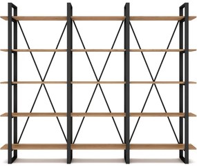 Scaffale in rovere nero/naturale 218x180 cm Aviva - Marckeric