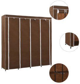 Guardaroba Con 4 Scomparti Marrone 175x45x170 Cm /