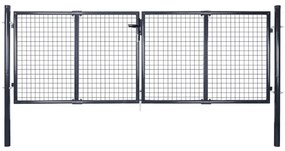 Cancello Per Giardino Rete İn Acciaio Zincato 289x100 Cm Grigio /