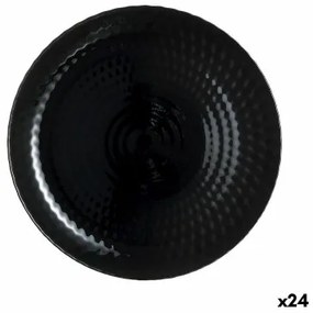Piatto da pranzo Luminarc Pampille Noir Nero Vetro 25 cm (24 Unità)