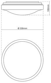 Plafoniera 2xE27 Nera IP44 - Ø330mm da soffitto e parete