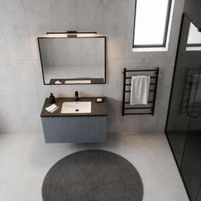 Mobile da bagno sospeso sotto lavabo Pixel grid 1 cassetto L 60 x H 40 x P 45.5 cm blu indaco e maniglia alluminio nero opaco