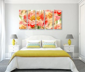 Quadri 5 pezzi – Peonie rosse