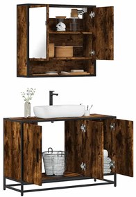Set Mobili Da Bagno 2 Pz Rovere Fumo İn Legno Multistrato /