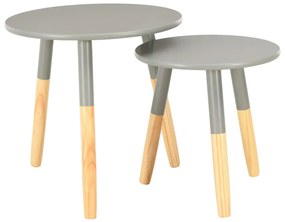 Tavolini 2 pz grigi in legno massello di pino