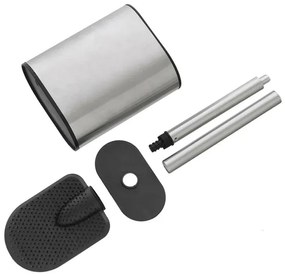 Portascopino cromato a parete o in appoggio con spatola in silicone