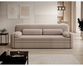 Divano beige allungabile/con contenitore e rivestimento in velluto 236 cm Elioss – ELTAP