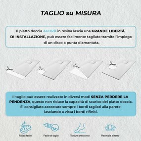 Piatto doccia in resina 80x180 cm Bianco effetto pietra Agorà