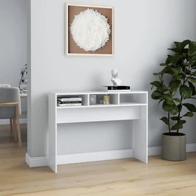 Tavolino consolle bianco 105x30x80 cm in legno multistrato