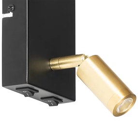 Applique moderna nera e oro con luce di lettura - Renier