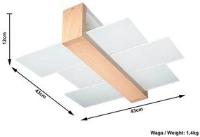 Plafoniera da Soffitto Legno Naturale 2xE27 FENIKS 2 da Interno