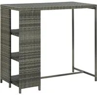 Tavolo da Bar con Ripiani Grigio 120x60x110 cm in Polyrattan 313477