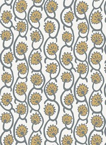 Josephine Munsey Carta da parati Geranium Stripe - Bude Blue/ Smith Yellow/ Kempton White