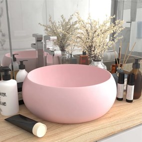 Lavandino Lusso Rotondo Rosa Opaco 40x15 Cm İn Ceramica /