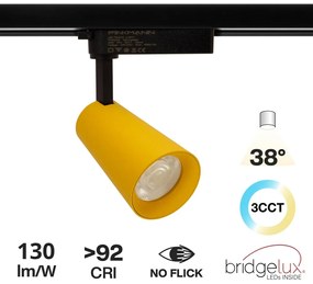 Faro LED 30W Monofase Giallo CRI92 Bianco Variabile 38° - Bridgelux LED Colore Bianco Variabile CCT