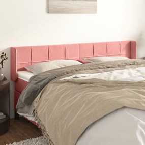 Testiera Ad Orecchio Rosa 203x16x78/88 Cm İn Velluto /