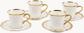 Set di 4 tazzine da caffè in porcellana con piattino Golden