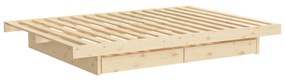 Letto singolo in legno di pino con contenitore e griglia color naturale 120x200 cm Kanso - Karup Design