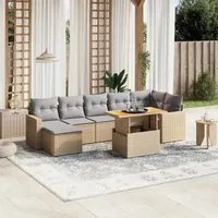 Set Divano da Giardino 8 pz con Cuscini Beige in Polyrattan 3271423