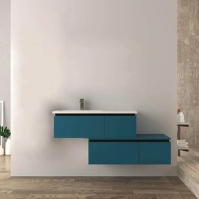 Mobile bagno blu petrolio 140 cm sospeso Slide