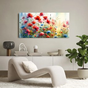 Quadro su tela – Campo in fiore di papaveri e fiordalisi