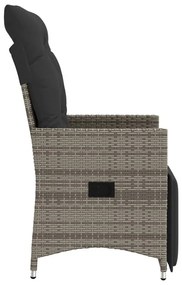 Sedie da giardino reclinabili 2 pz e cuscini grigio polyrattan