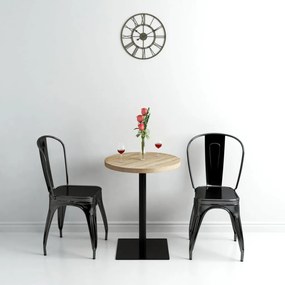 Tavolo Bistrot İn Mdf E Acciaio Rotondo 60x75 Cm Colore Rovere /