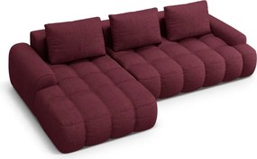 Divano angolare burgundy allungabile/con contenitore (con penisola a sinistra/con chaise lounge) Linz – Cosmopolitan Design
