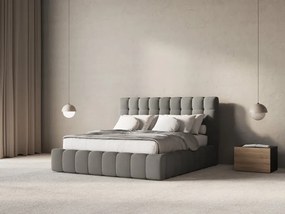 Letto matrimoniale Mamaia in velluto Bluvel con contenitore e testiera - 140x200 cm