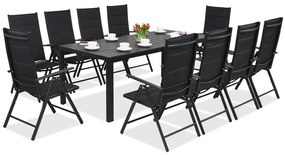 Mobili da giardino in alluminio in Polywood con tavolo grande Verona per 10 persone Garden Point nero