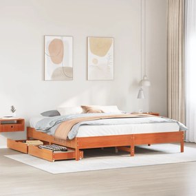 Letto senza materasso marrone cera 200x200 cm in legno di pino