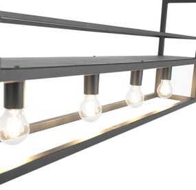 Lampada a sospensione nera con ripiano 4 luci - Cage Rack