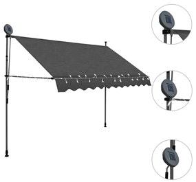 Tenda da Sole Retrattile Manuale con LED 300 cm Antracite