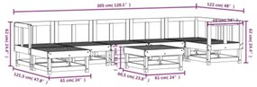 Set Salotto da Giardino 8 pz in Legno Massello di Pino Grigio