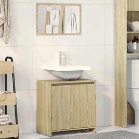 Set mobili da bagno 2 pz rovere sonoma in legno multistrato