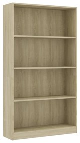 Libreria a 4 ripiani rovere sonoma 80x24x142 cm in truciolato