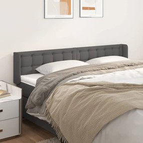 Testiera Ad Orecchio Grigio 163x16x78/88 Cm İn Similpelle /