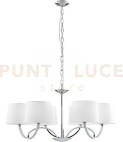 Lampadario astoria cromo e bianco 6 luci attacco e27 82x120cm