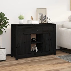Credenza Nera 100x35x74,5 Cm İn Legno Massello Di Pino /