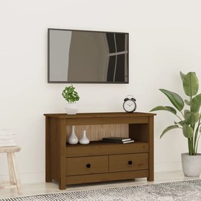 Mobile Porta Tv Ambra 79x35x52 Cm İn Legno Massello Di Pino /