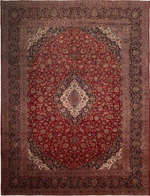 Kashan Tappeto 390 x 300 Rosso (Iran) Annodato A Mano
