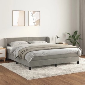 Giroletto A Molle Con Materasso Grigio Chiaro 160x200cm Velluto /