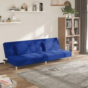 Divano Letto A 2 Posti Con 2 Cuscini Blu İn Tessuto /