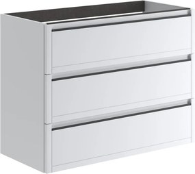Mobile da bagno sospeso sotto lavabo L 99.5 x H 78 x P 45.5 cm bianco opaco, 3 cassetti TRATTO