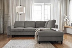 Divano letto in velluto a coste grigio (angolo destro) Lofty Lilly - Miuform