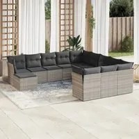 Set Divano Giardino 12 pz con Cuscini Grigio Chiaro Polyrattan 3218632