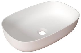 Lavabo da appoggio Lavabo d'appoggio in solid surface ovale in resina L 48 x P 32 x H 12.5 cm bianco