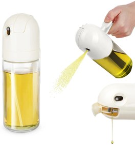 Oliera spray e versa vetro 550 ml tappo tondo bianco
