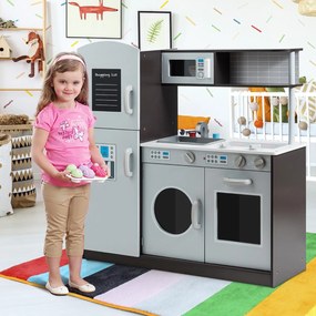 Costway Cucina giocattolo per bambini con accessori personalizzati manopole, Cucina verticale in legno