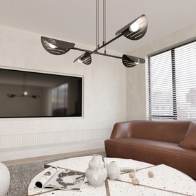 Lampadario Moderno 4 Luci Iperione A Bracci In Acciaio Nero